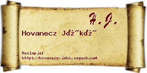 Hovanecz Jákó névjegykártya